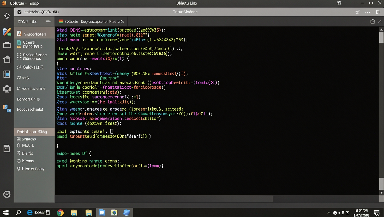 Photorealistic DDNS setup interface on a Linux desktop with natural lighting.