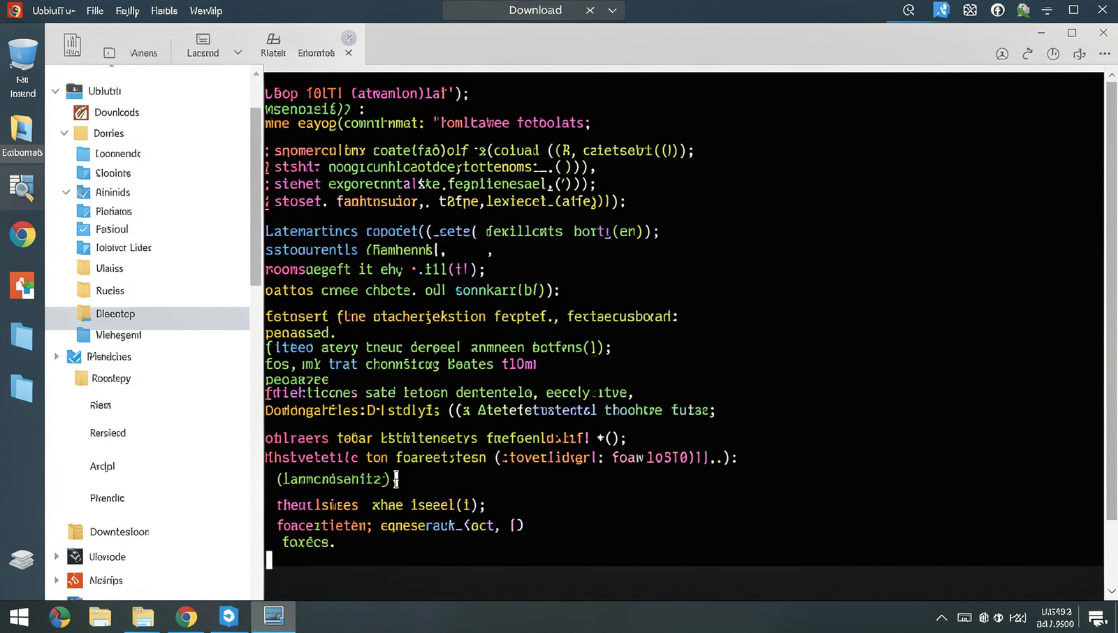 Realistic Linux desktop showing terminal with folder creation commands.
