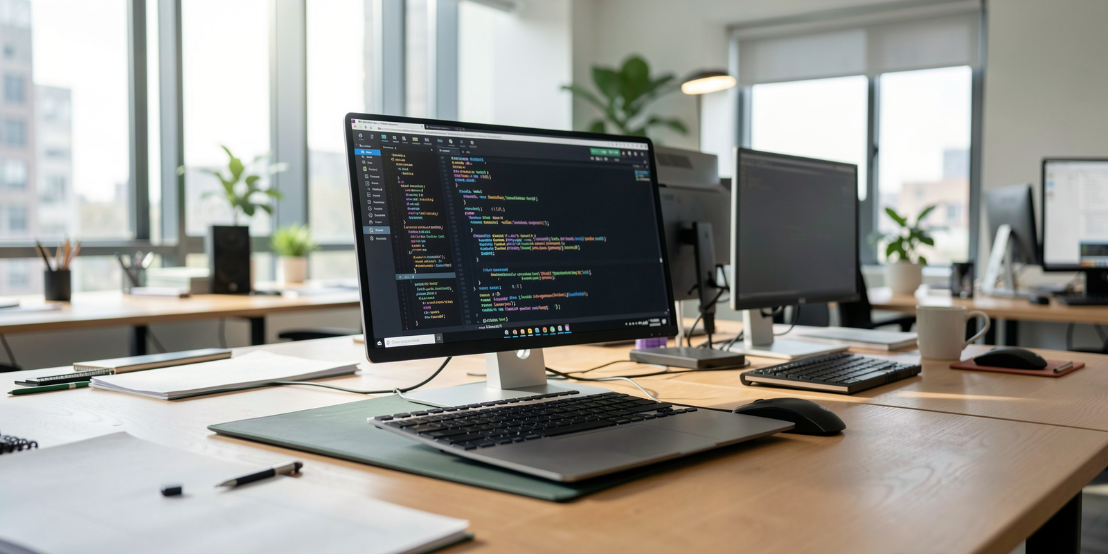 Modern workspace featuring AI coding agents for Python web development.