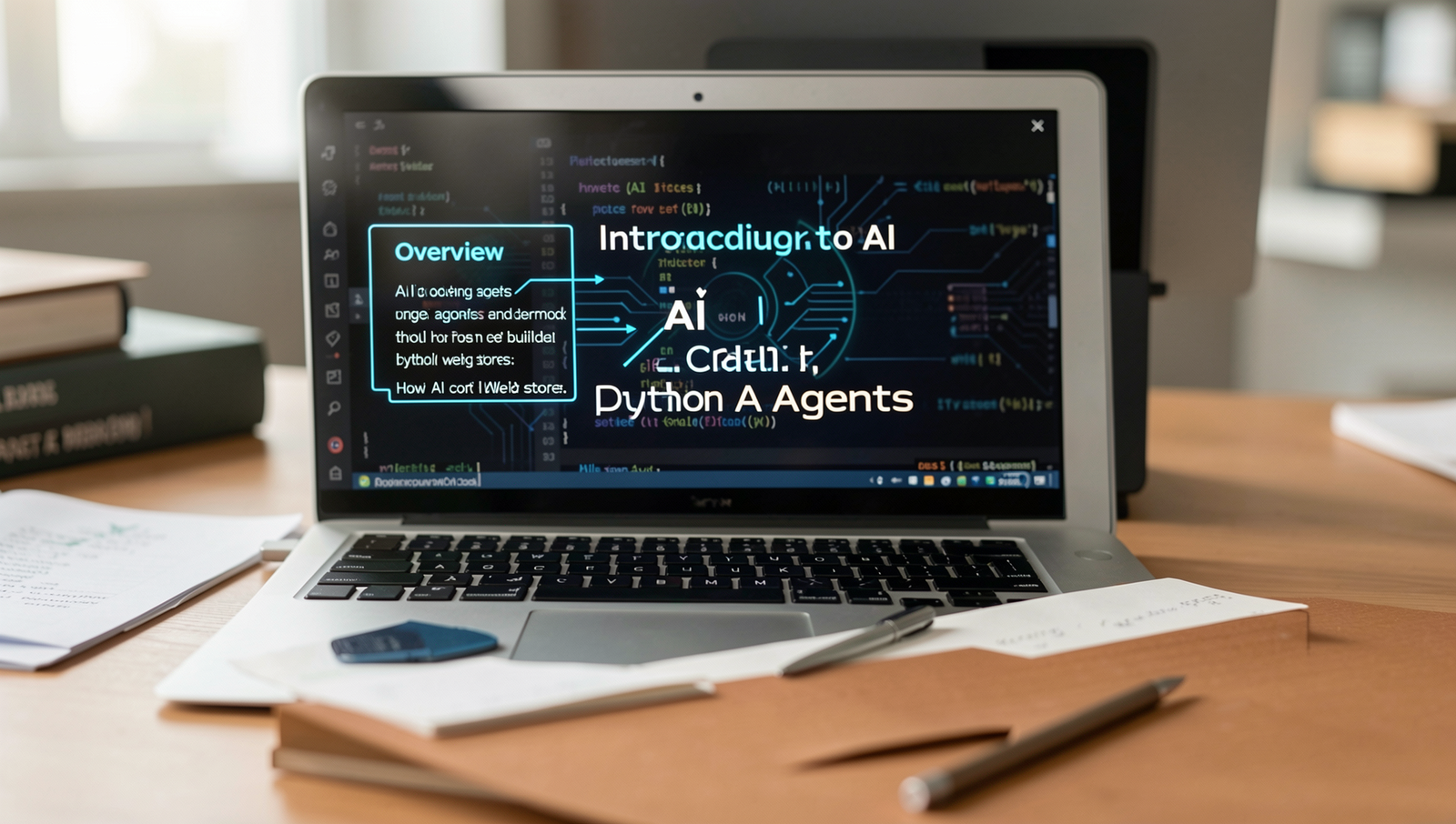 Close-up infographic of AI coding agents enhancing Python web development.