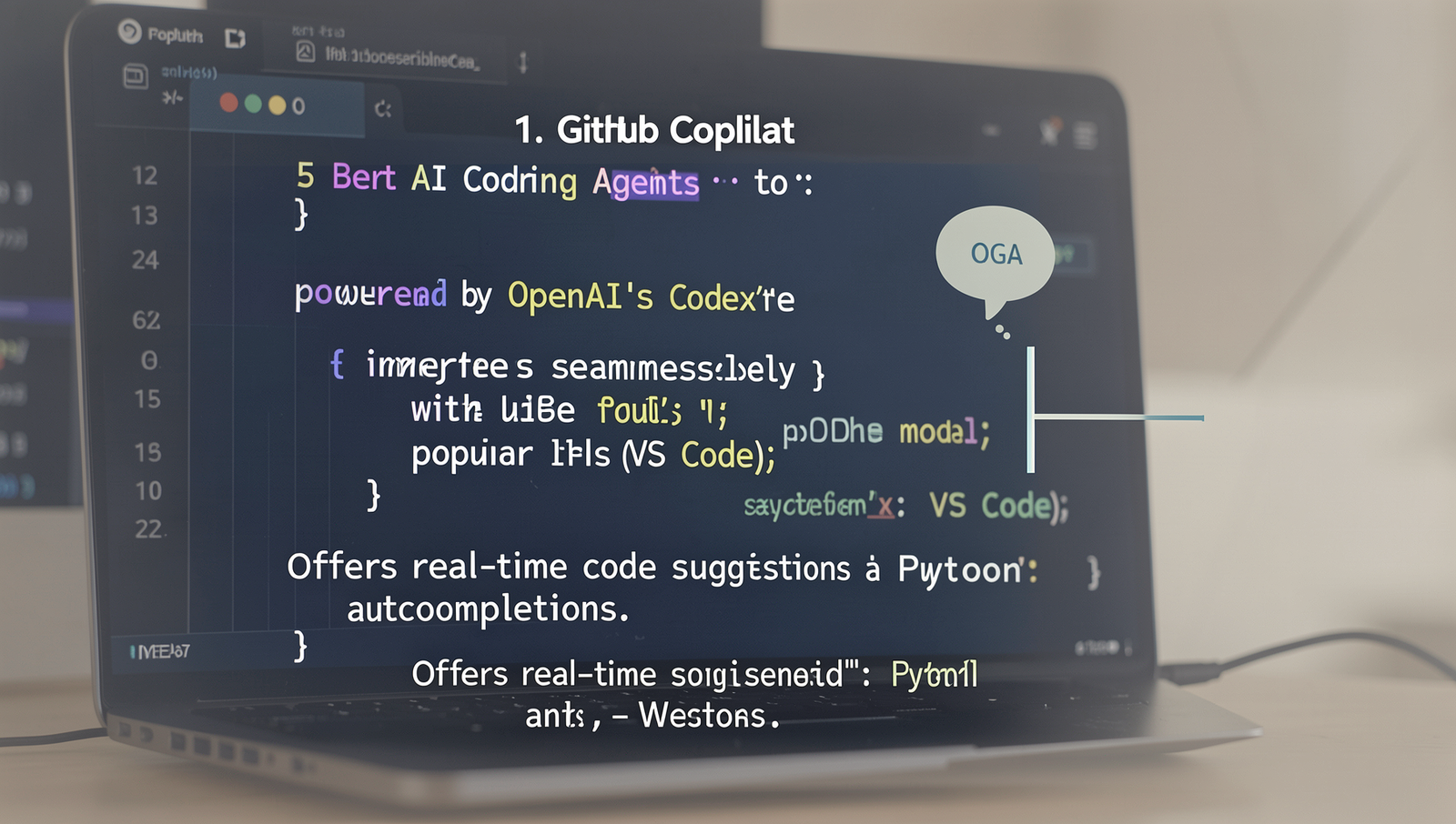 Close-up of GitHub Copilot interface showcasing real-time code suggestions in VS Code.