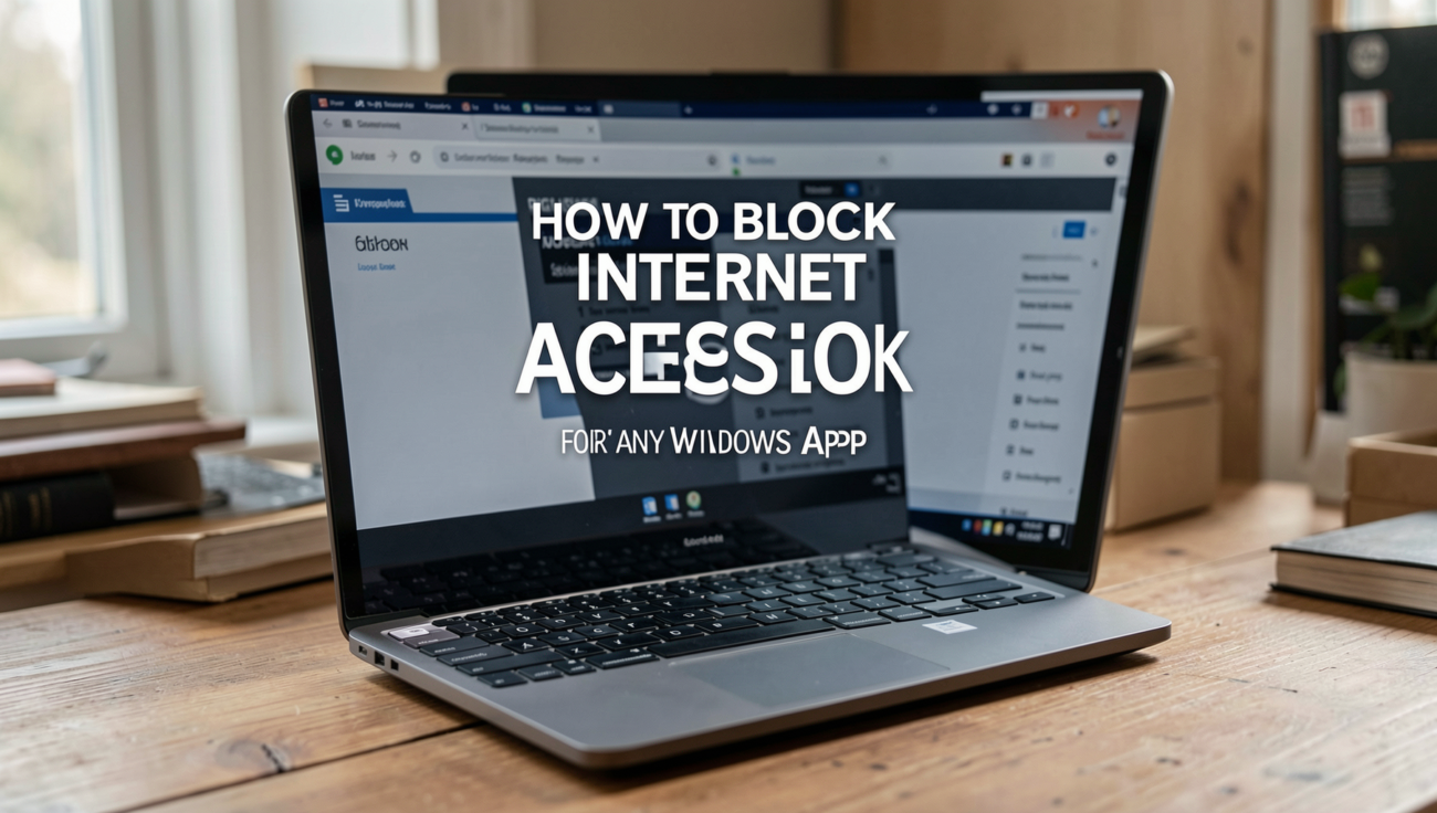 Professional photo illustrating a Windows app being blocked from internet access.