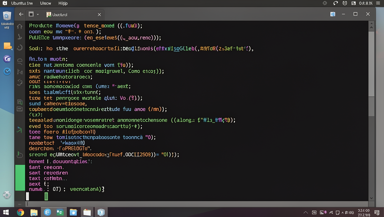 Code snippet of a product model definition on a Linux desktop terminal.