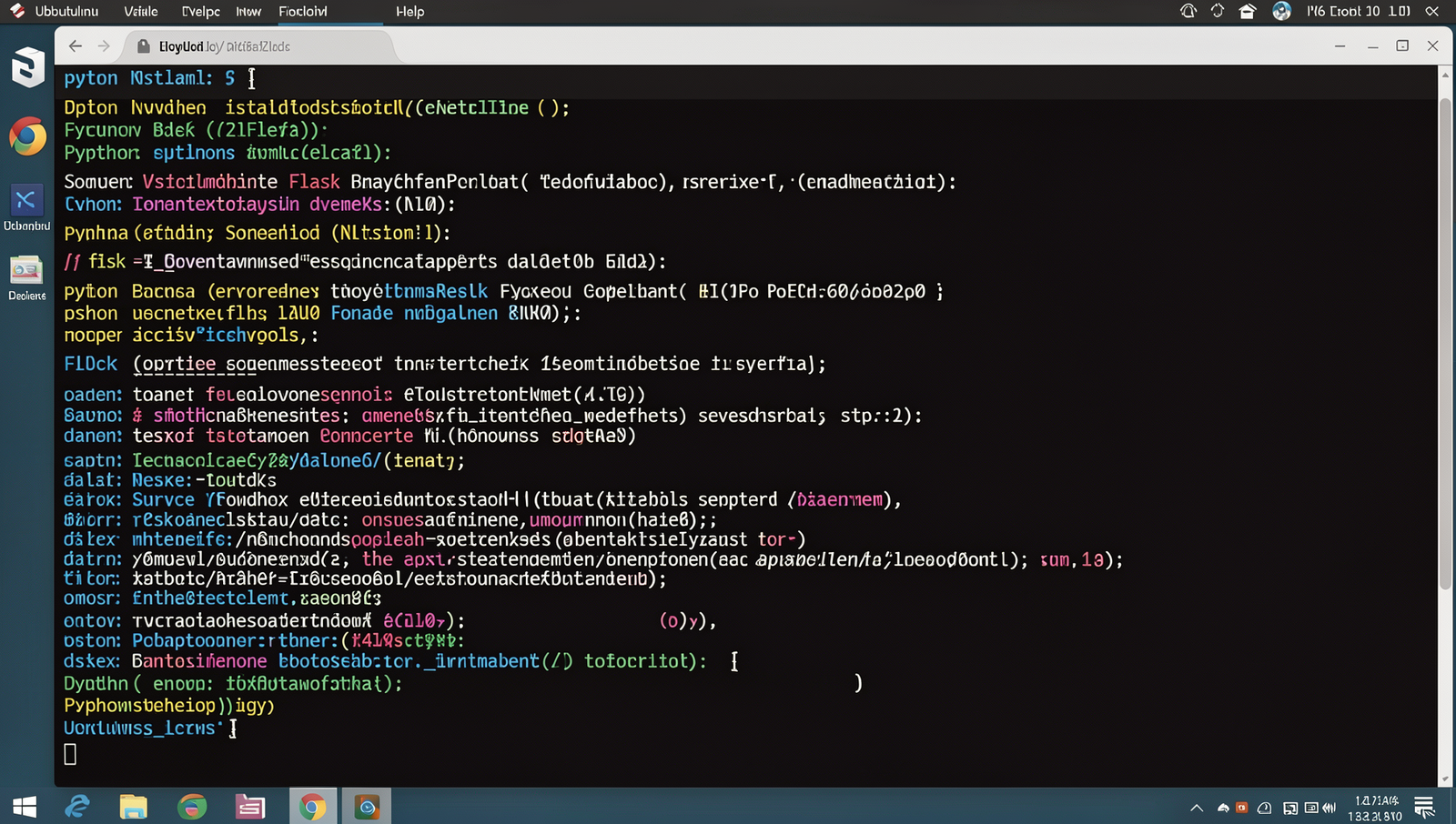 Screenshot of terminal showing Python and Flask installation commands on Linux.