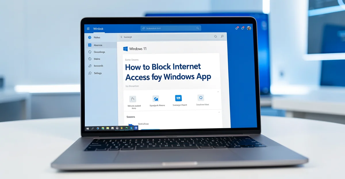 Featured image: Professional featured image for: How to Block Internet Access for Any Windows App. Modern laptop sho