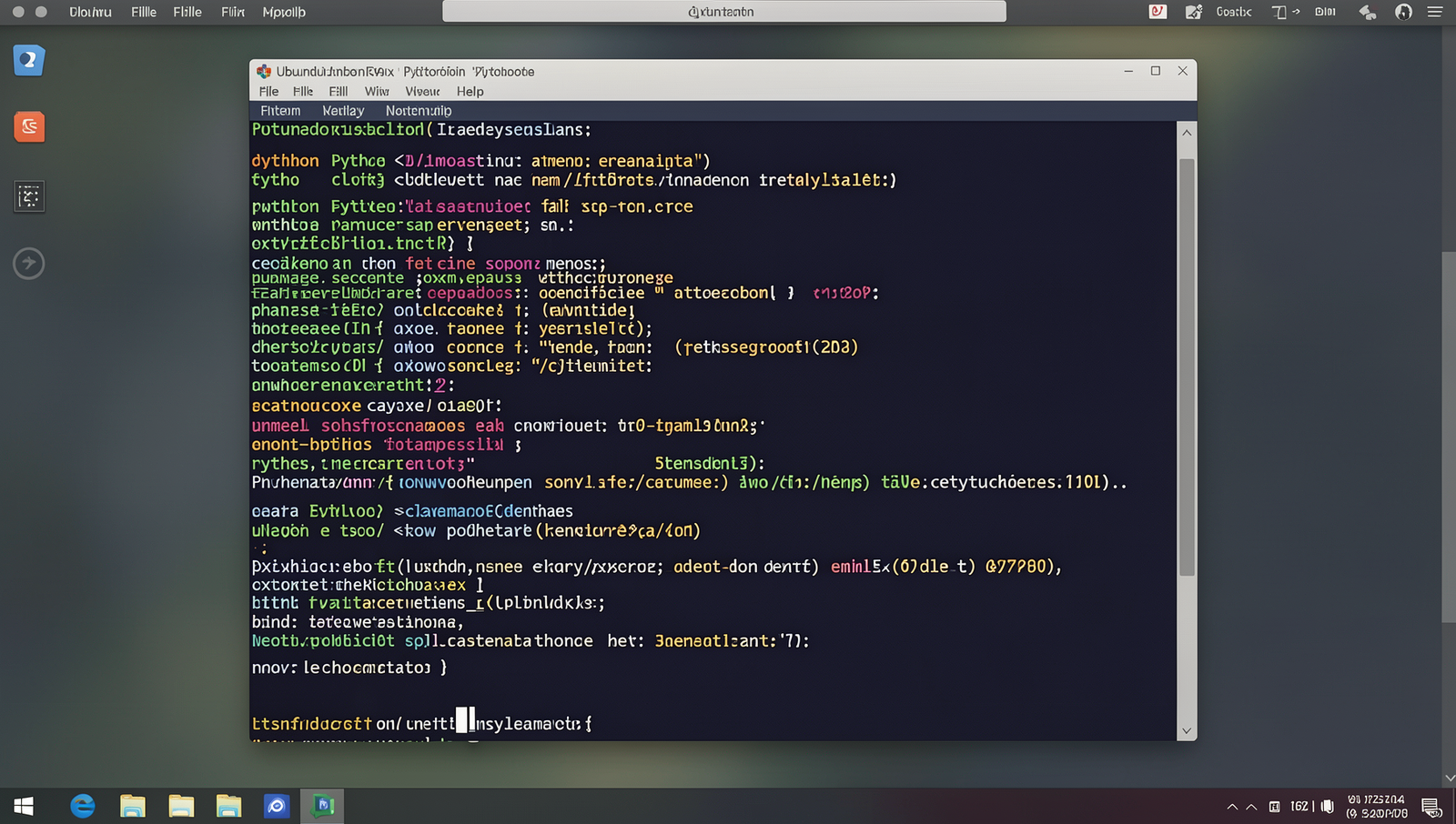 Photorealistic image of a Linux terminal showing Python installation process.