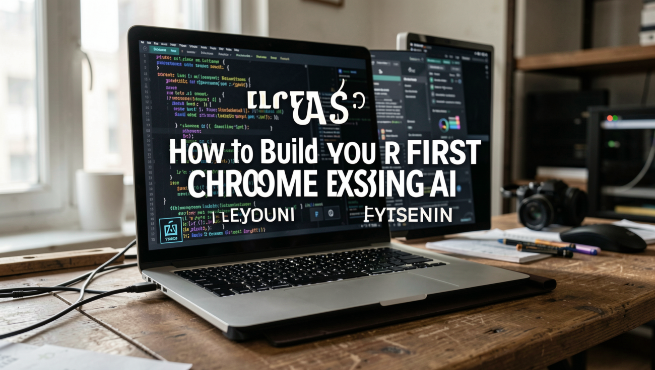 A professional workspace showcasing tools for building a Chrome extension with AI.