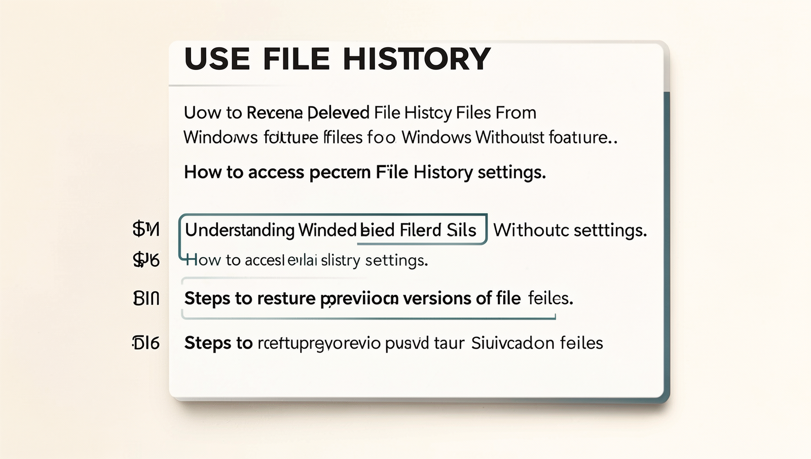 Close-up of Windows File History settings interface for file recovery.