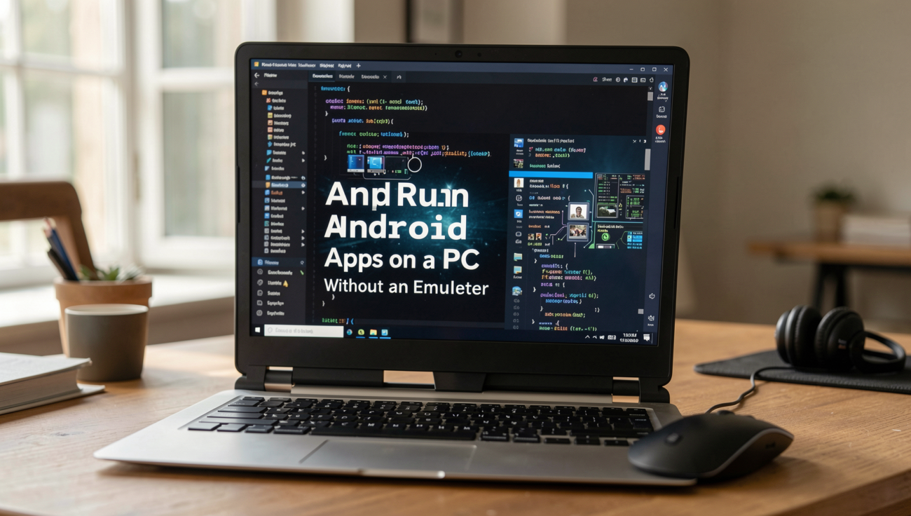 A sleek PC setup showcasing Android apps running seamlessly on a monitor.