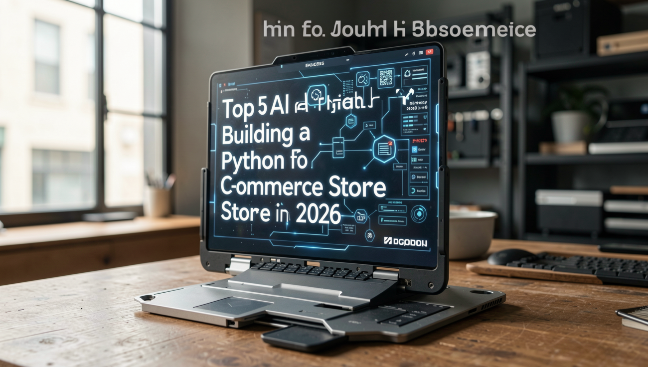Photorealistic image showcasing AI technology for Python e-commerce in 2026.