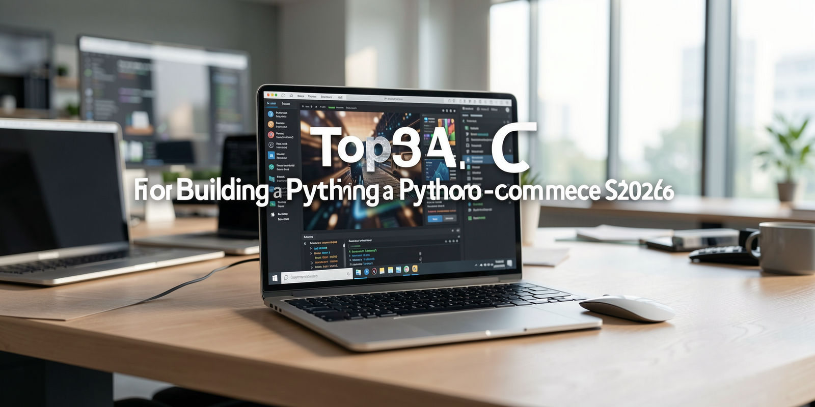 Modern workspace showcasing AI technology for Python e-commerce development.