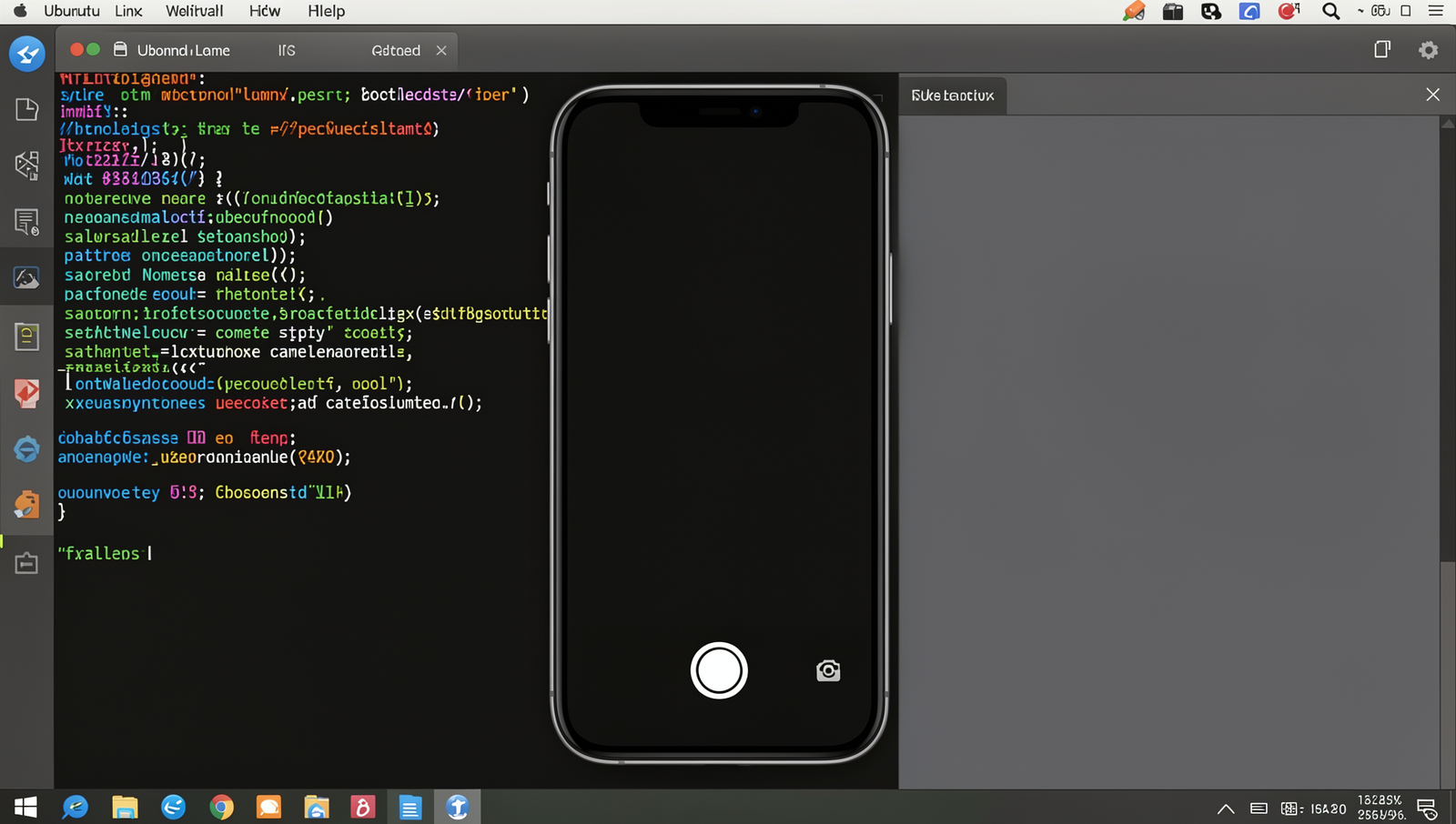Screenshot of iPhone camera feed on a Linux desktop connection interface.